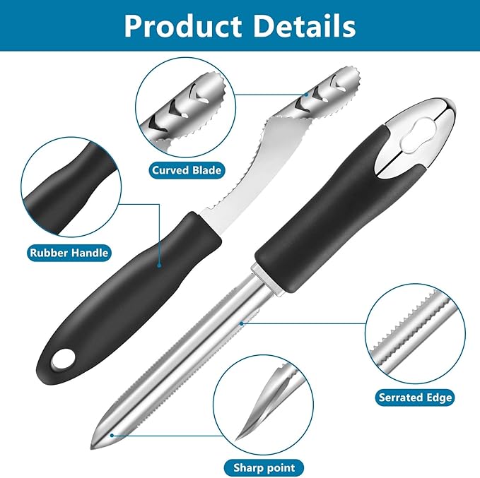2 Pieces Jalapeno Pepper Corer Zucchini Cucumber Corer Remover with Serrated Slice and Rubber Handle Seed Remover or Slice Off Vegetables Tops for Kitchen