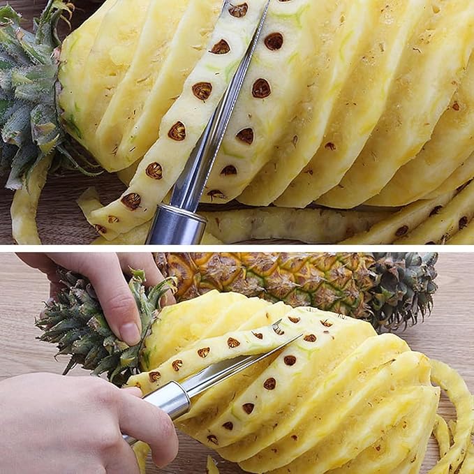 Silver Pineapple Eye Peeler Remover Tool, Multipurpose Pineapple Eye Clip,Pineapple Eye Cutter V Shape Stainless Steel Pineapple Eye Peeler Remover for Home Kitchen Peelers