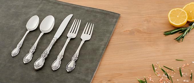 Oneida Louisiana 4-Piece Fine Dinner Forks Stainless Steel Silverware Set, 18/8 Stainless Steel Fork Set, Service For 4, Dishwasher Safe, Mirror Finish, Utensils, Flatware,Tableware (Silver, 4 Piece)