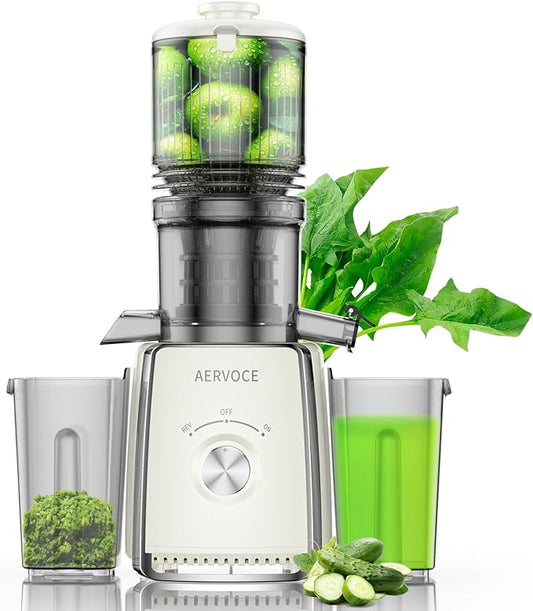 AERVOCE Cold Press Juicer Machines - Masticating Juicer Machines With 5.3'' Large Feed Chute,300W High Juice Yield,800ml Two Cups, Slow Juicers Extractor Easy To Clean