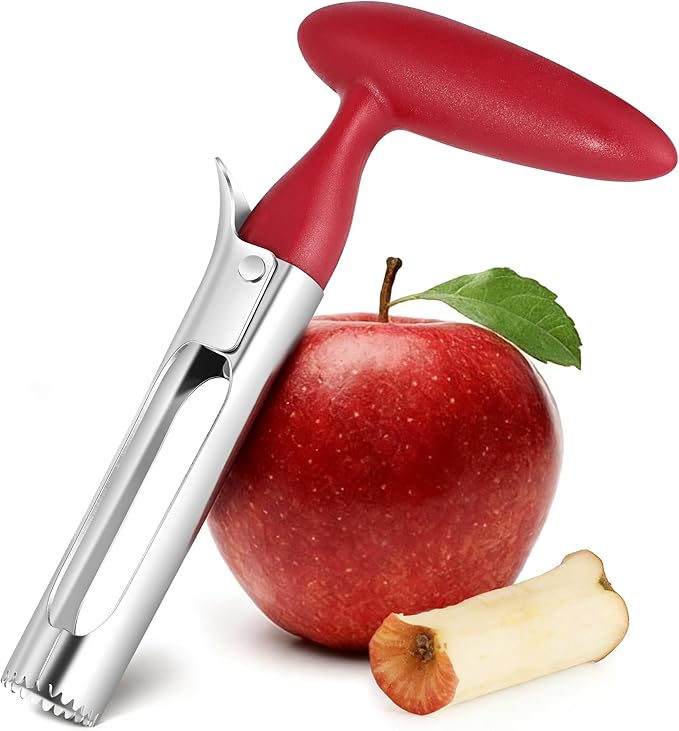 Apple Corer Tool, Stainless Steel Apple Core Remover with Ergonomics Handle - Sharp Serrated Blades - Dishwasher Safe
