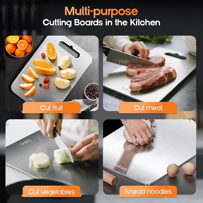 3pcs Titanium Cutting Boards for Kitchen, 3 Pack of Titanium Cutting Boards, Non Toxic Double Sided Food Grade, Dishwasher Safe, Easy To Clean, Chopping Boards with Handle for Meat & Vegetable
