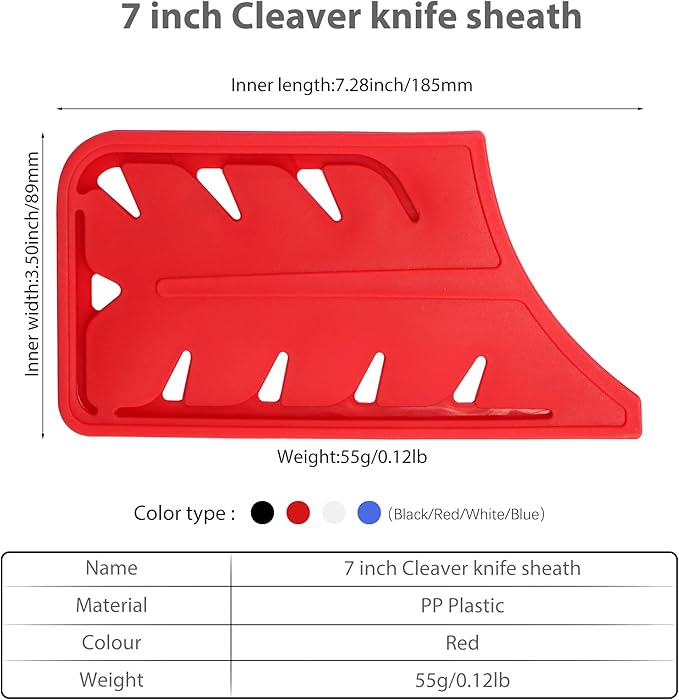 XYJ 2pcs/set Safety Knife Covers Sleeves Knives Edge Guard, Universal Knife Sheath, Cleaver, Chopping Knife Case Blade Guards Protector Red Kitchen Knife Cover Sleeve (For 7" Chopping Knife)