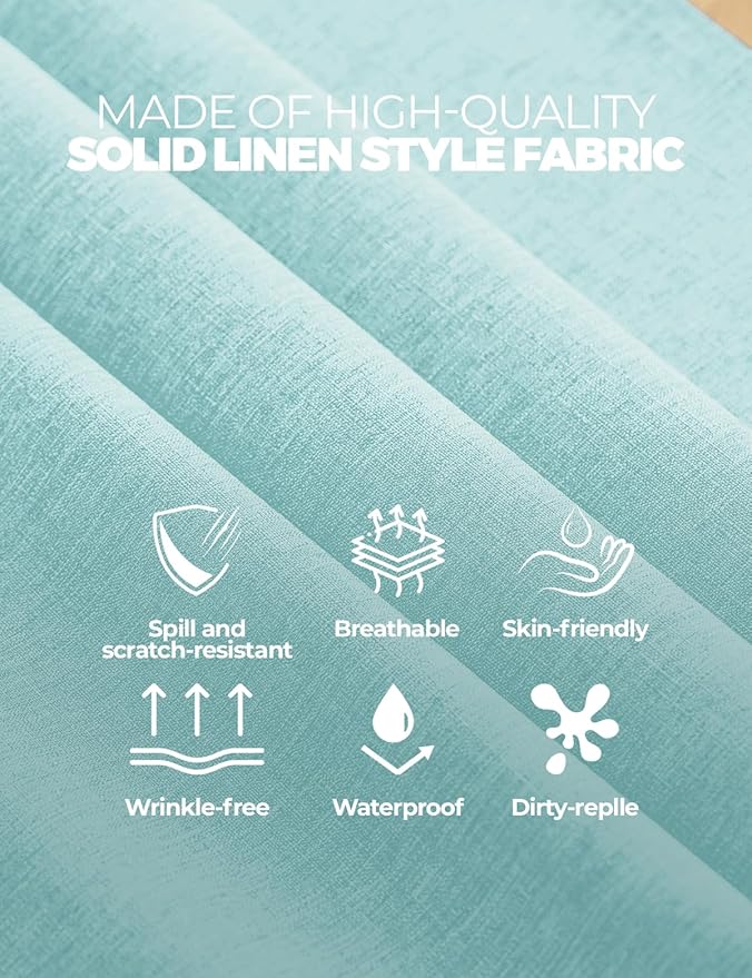 Faux Linen Small Rectangle Tablecloth for Kitchen Dining Room,Outdoor Coffee Wrinkle-Free Washable Table Cloth Covers for Wedding, Picnics, Party(Oblong, 60 x 84 Inch (6-8 Seats), Aqua)