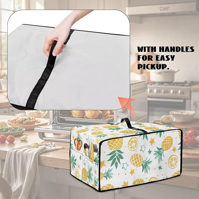 Doojoayie Pineapple Appliance Covers 4 Slice Toaster Cover Universal Fit Kitchen Appliance Dust Protector Compatible with Toaster Oven/Bread Machine/Air Fryer