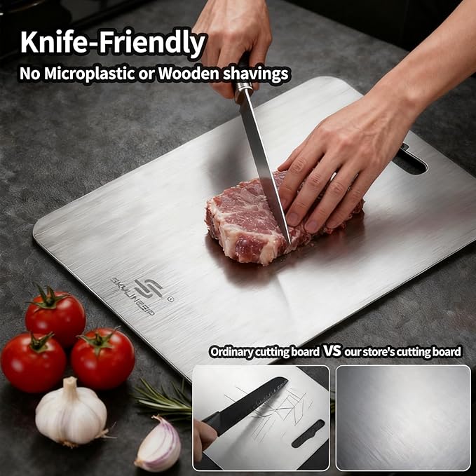 Titanium Cutting Board for Kitchen, No Toxic Double Sided Pure Titanium Cutting Boards for Kitchen, Easy to Clean, Meat, Fruit, Vegetables Chopping Board (18''L x 12''W)