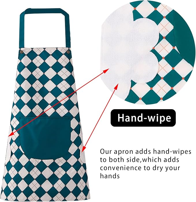 DILLMAN 2 Pack Floral Aprons with Pocket Blooming Womens Waterproof Adjustable Cooking Aprons Kitchen Gardening Salon