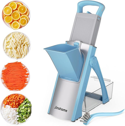 Upgrade Safe Mandoline Slicer Plus, Vegetable Potato Slice and Food Chopper Adjustable Thickness French Fries Cutter, Kitchen Chopping Artifact (Blue)