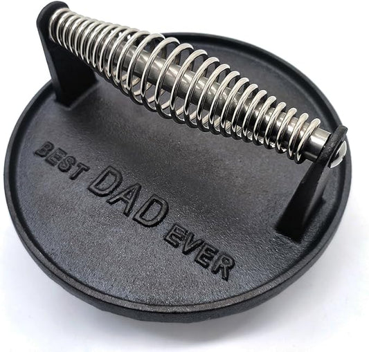 Kitchen Tools BEST DAD EVER Heavy Duty Cast Iron Grill Press Burger Press Bacon Press Barbecue Press Meat Press Burger Smasher Griddle Press Unique Father's Gift(7inch)