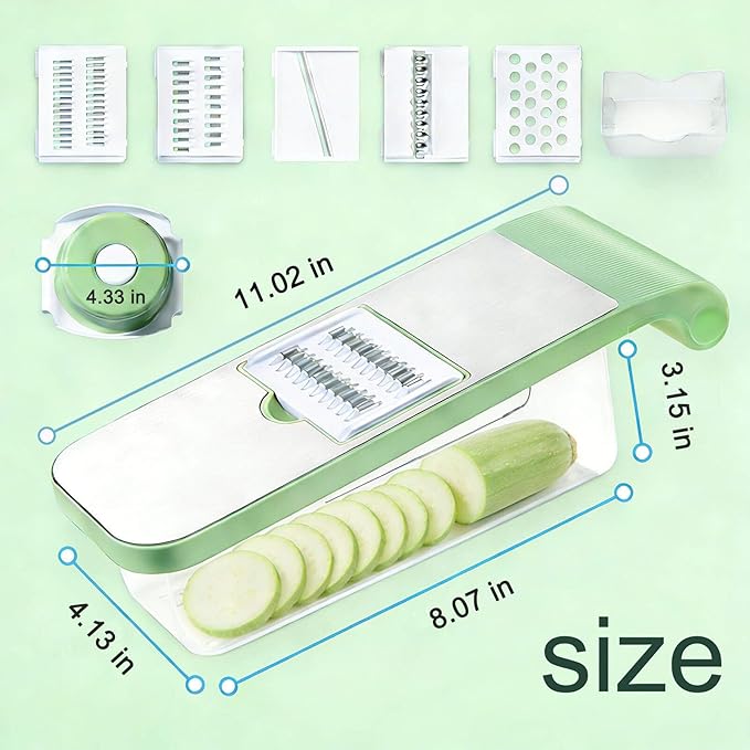 5-in-1 Mandoline Manual Food Chopper - Multifunctional Vegetable Cutter with Container, Stainless Steel Blades for Potato Slicer, Fruit Cutter, Hand Cheese Grater | Essential Kitchen Gadgets