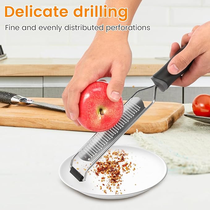 4 Pcs Stainless Steel Lemon Zester Cheese Grater with Handle and Protective Case Handheld Ginger Grater Multifunctional Citrus Zester for Cheese Ginger Garlic