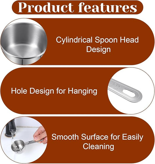 4 Pcs 1/4 Cup Scoop,1/4 Cup Measuring Cups Stainless Steel, 60ml Liquid Coffee Measuring Cups for Coffee Cooking Baking Kitchen Wet and Dry Ingredients