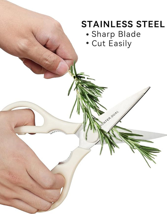 Kitchen Scissors for Food, HUNTER.DUAL Heavy Duty Come Apart Poultry Shears for Cooking, All Purpose for Cutting Chicken, Meat, Fish & Vegetables (Cream, 8.35 Inch)