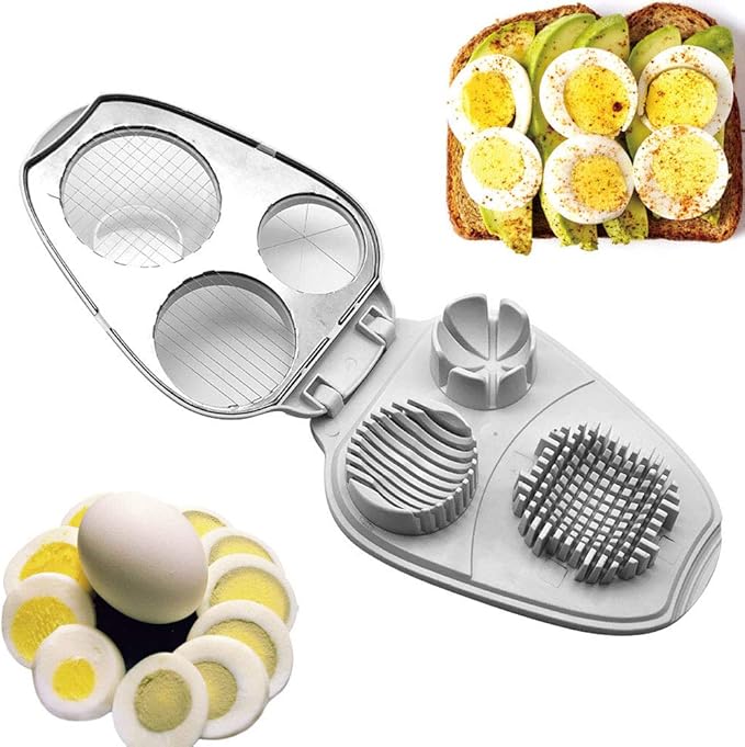 SLHZA 3 In 1 Egg Slicer，Egg Slicer For Hard Boiled Eggs，With Stainless Steel Cutting Wires Multifunction Wedges Slicing Kitchen Accessories Durable Slices