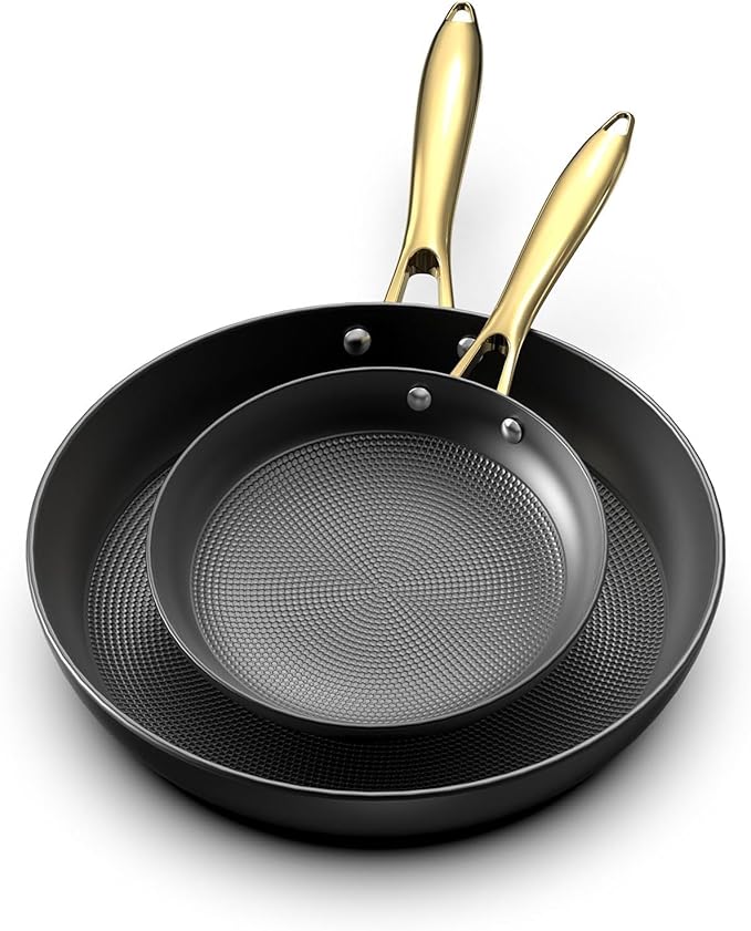 imarku Non Stick Frying Pans, Cast Iron Skillets 2Pcs - 8 inch & 12 Inch Nonstick Frying Pan, Long Lasting Frying Pan Set, Professional Frying Pans Nonstick Oven Safe Pan, Best Gifts for Women Men