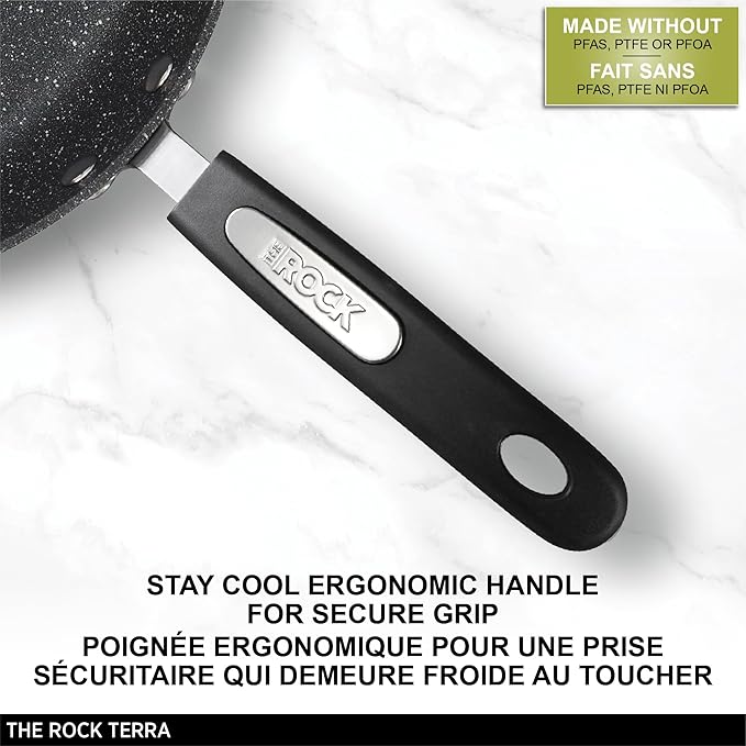 Starfrit The Rock Terra 30cm (12'') Ceramic Non-Stick Fry Pan - Thick Aluminum Base - PFAS Free - Easy to Clean - Black Marble