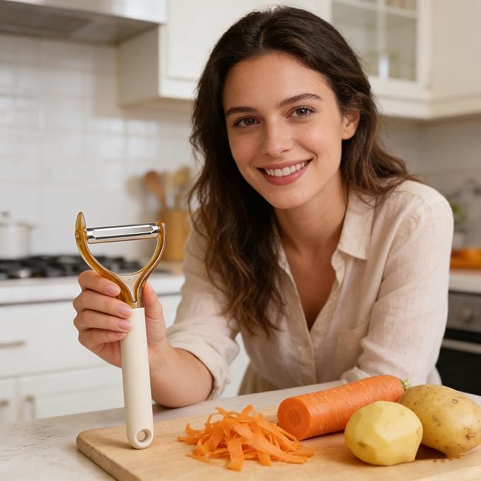 2026Upgraded New Rotating Peeler and Corer 2 in1 Kitchen Peeler 304 Sharp Stainless Steel Blade Y-Shaped Peeler Easy to Clean Suitable for Peeling Vegetables, Fruit, Potatoes, Carrots & Apples