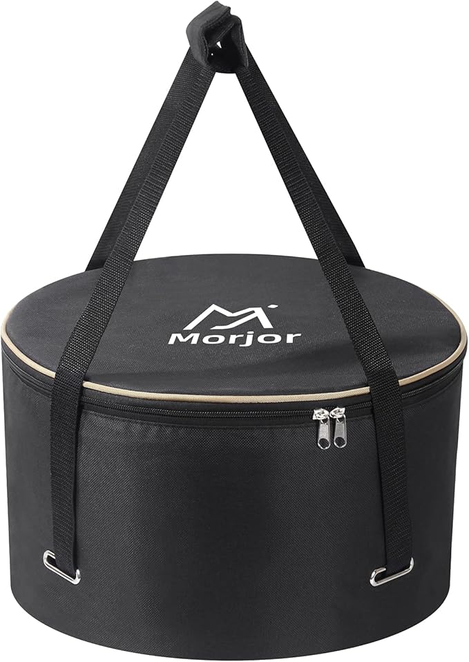 Morjor Dutch Oven Bag for 12 & 10 Inch Dutch Oven, Carry Bag with Extra Inner Crossed Straps & 2 Pockets