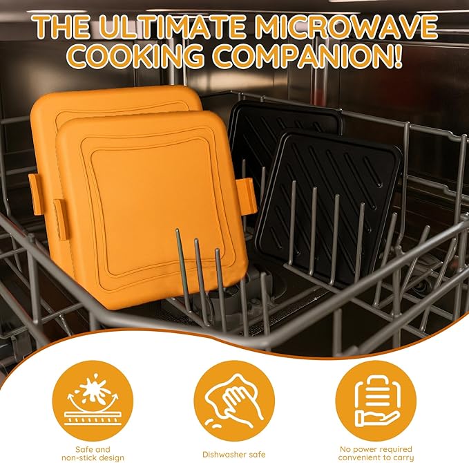 Microwave Sandwich Maker,Microwave Sandwich Toast Maker,Toast Panini Press,Dishwasher Safe,No Power Required,Travel-Friendly Sandwich Maker (Orange)