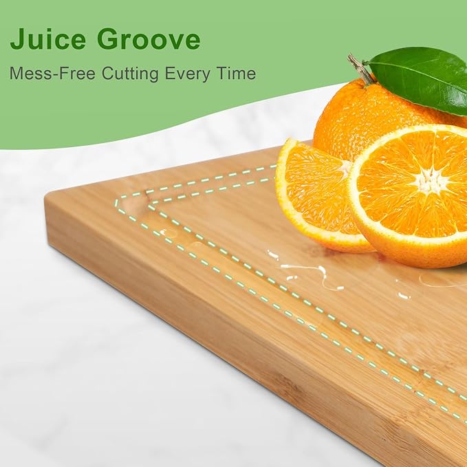 Tafopue Bamboo Cutting Board, Wood Chopping Board with Juice Groove and Handle, 12×9 Inch Lightweight Kitchen Cutting Board for Fruit, Vegetables, Bread, Cheese, Snacks, BBQ and Serving