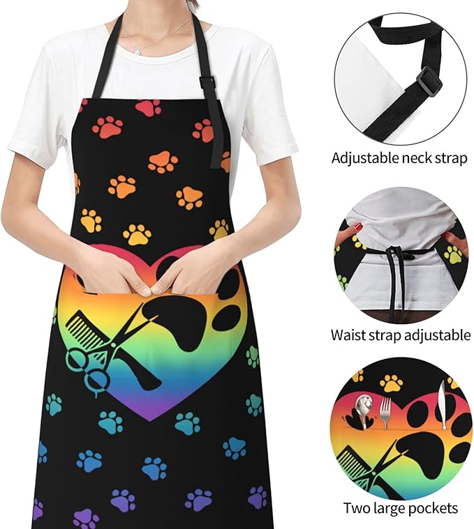 Apron with Pockets Aprons for Women Men Kitchen Chef Apron for Cooking Gardening Server Waitress Painting