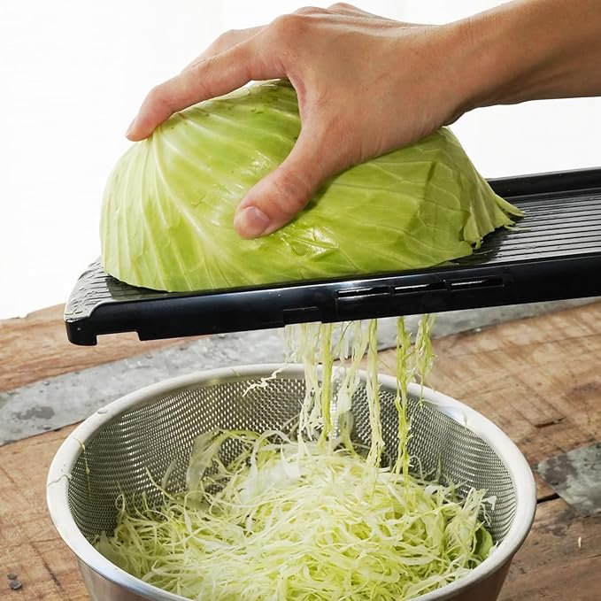 KAKUSEE Tri-Blade Mandoline, Vegetable Slicer with Finger Guard - Effortless Precision Cutting & Safe Storage – Made in Japan