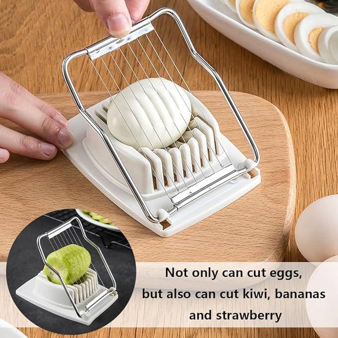 Egg Slicer for Hard Boiled Eggs, Egg Slicers with Stainless Steel Wires, Multipurpose Egg Cutter, Strawberry Slicer, Fruit Slicer Dicer for Cutting Bananas, Kiwi, Make Fruit Vegetable Salad