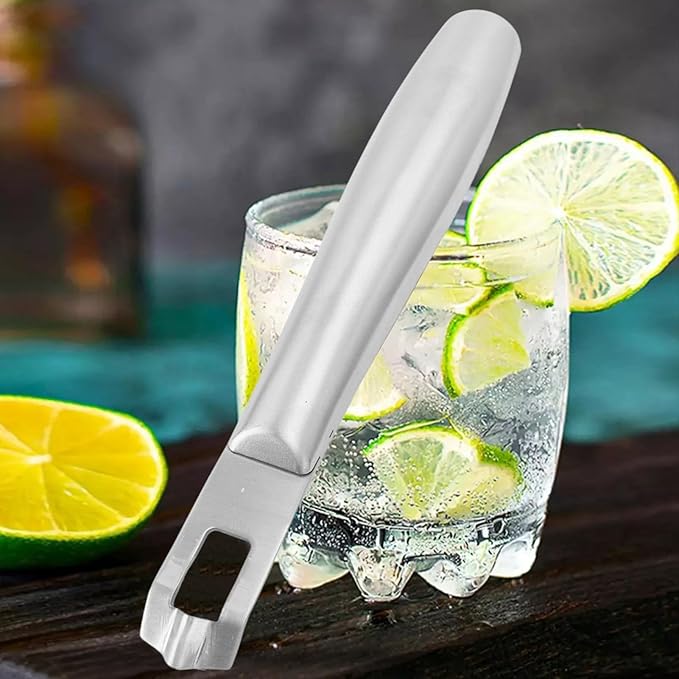 Lemon Zester Tool, Stainless Steel Zester Grater with Handle Multifunctional Lemon Twist Tool for Cocktails Kitchen Gadget for Orange Citrus Peeler (Silver)