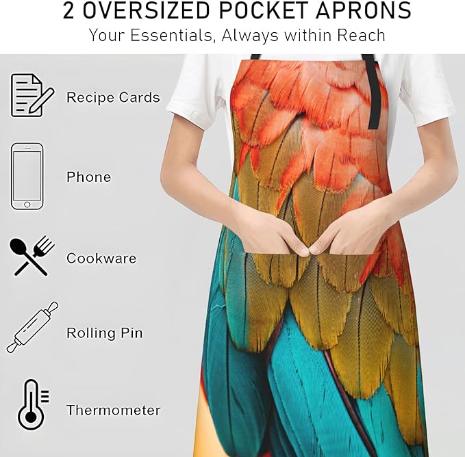 Adorable Kitten Apron, Adjustable Kitchen Cute Cat with Flowers Aprons with Pockets for Cooking BBQ Gardening, 28×33 IN, Holiday Gifts for Women Wife, for Chef Baking, Oxford Fabric