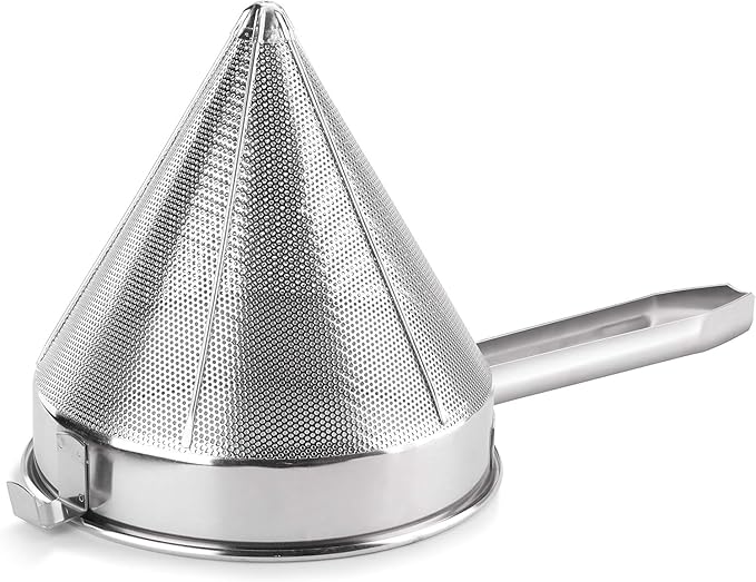 Soro Essentials- 10" Stainless Steel China Cap Strainer Fine Mesh- Cone Shaped Strainers Food Strainer Juice Strainers Kitchen Tools Food for Straining Seeds Beans Sauces Home Kitchen