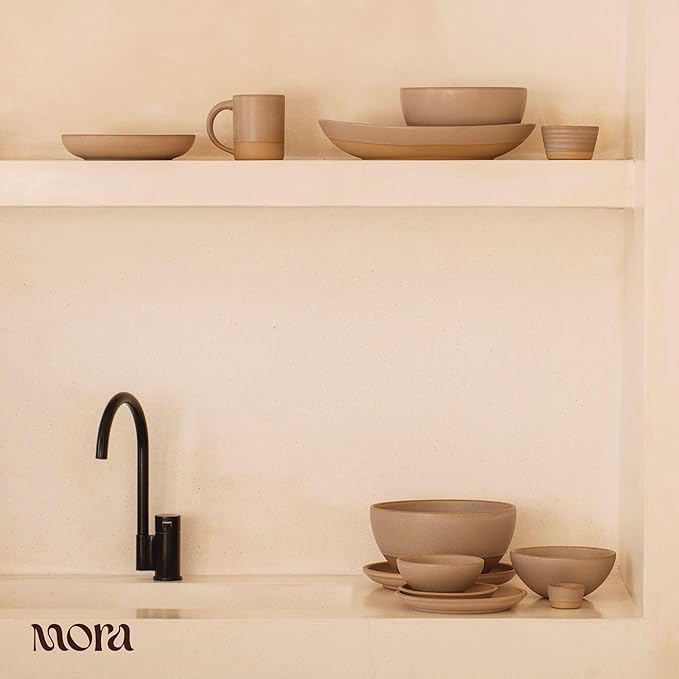 Mora Micro Ramekins Set of 4, 6oz Ceramic Pottery Baking Dishes - Microwave, Oven and Dishwasher Safe - Mushroom