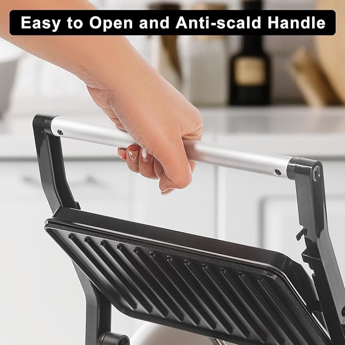 Small Panini Press Grill Sandwich Maker, Electric 3 in 1 Panini Sandwich Maker Grill, Open 180 Degrees for grill indoor, Perfect for Grilling Steaks, Burger, Sandwich, Non-stick Pan, Black
