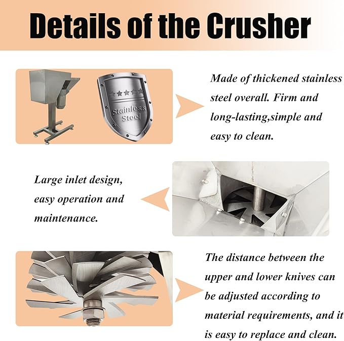 HayWHNKN Fruit and Vegetable Crushing Machine Vertical Stainless Steel Food Processor Chopper Fruit Crusher Shredder Electric Garlic Potato Mashing Equipment for Purees Dips and Sauces 220V No Plug