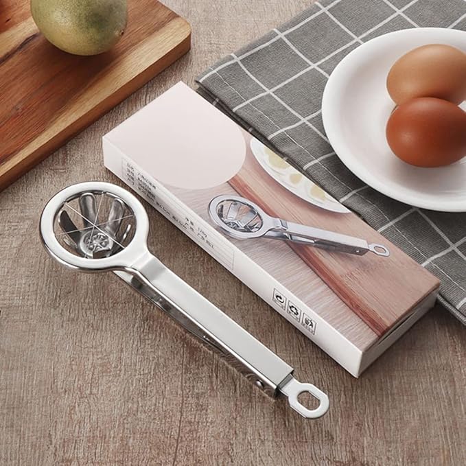Egg Slicer Wedger Egg Cutter Hard Boiled Eggs Divider Stainless Steel Fruit Slicer 6-Equal Multifunctional Egg Cutter Strawberry Slicer Dishwasher