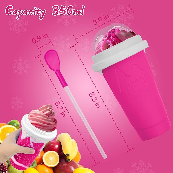 2PCS Slushie Maker Cup,DIY Magic Quick Frozen Smoothies Cups for Homemade Milk Shake Ice Cream Maker, Cooling Cups, Double Layer Squeeze Slushy Maker Cup,Birthday Funny Gifts for Friends &Family