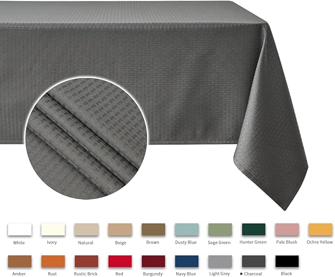 maxmill Weaved Texture Rectangle Tablecloth Water Resistant Wrinkle Free Spill-Proof, Soft Table Cloth for Dining Room Decoration, Banquet Parties Event Holiday Dinner, 60 x 84 Inch Charcoal Gray