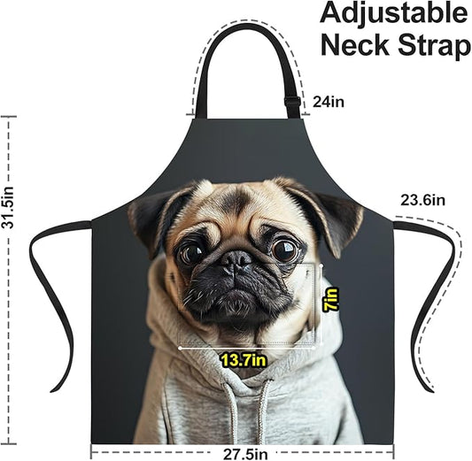 Funny Cat Apron with 2 Pockets Waterproof for Men Women Kitchen Garden Decor
