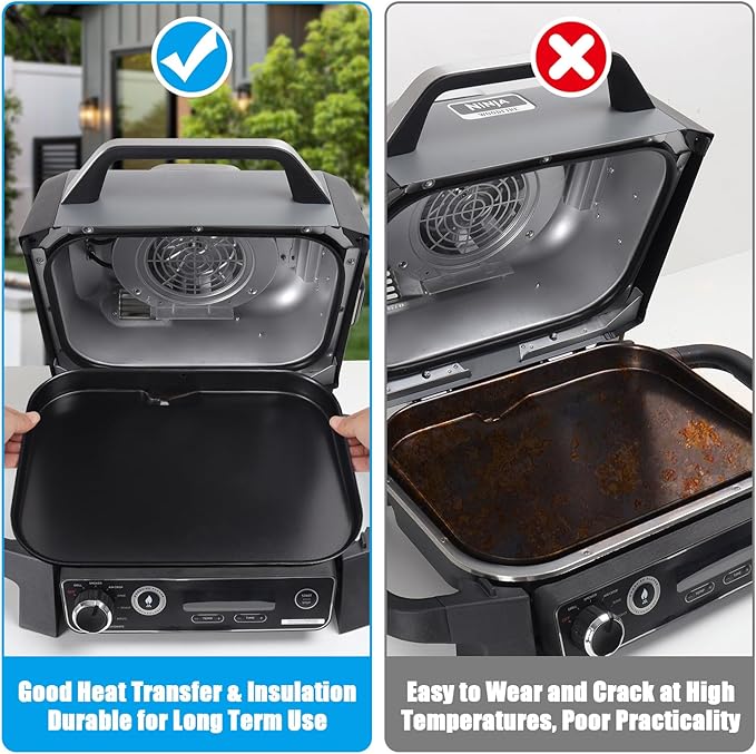Grill Griddle Plate for Ninja Woodfire Outdoor Grills OG700 Series Accessories, Non-Stick Flat Top Griddle Pan Compatible with Ninja XSKGRDPLT Woodfire OG701 Grill, Insert