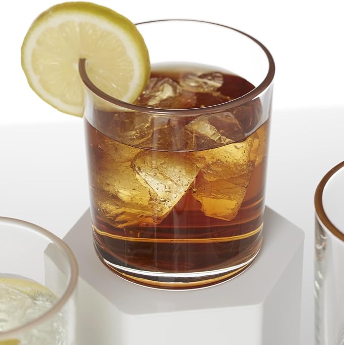 Oneida Glassware, 24 Sever Sunbaked Medium Tumbler, Set of 6, 13.5-Ounce Capacity, Made of Glass, Dishwasher Safe Tumbler, Drinking Glass Set, Home and Kitchen, Clear Glasses (Sunbaked, 6 Piece)