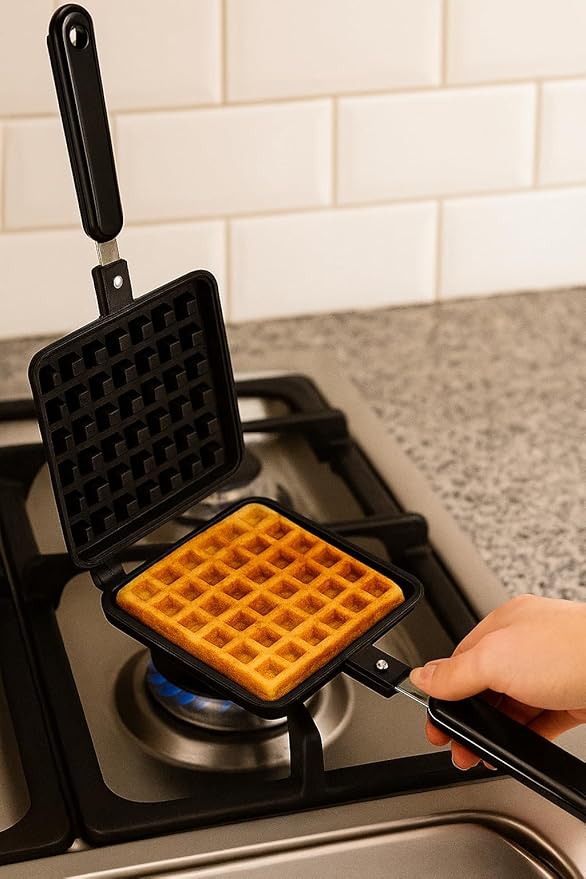 Mini Waffle Maker Pan Gas Stove Top Waffle Nonstick Coating Baking Mold Plate Stovetop Skillet for Belgian Sandwich Toaster