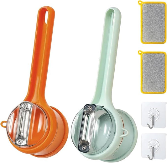 6-Piece Set Peeling Knife With Storage Box, Box Storage Peeler, Vegetable Peeler With Catcher, include 2 Peelers, 2 Sponges, 2 Hooks