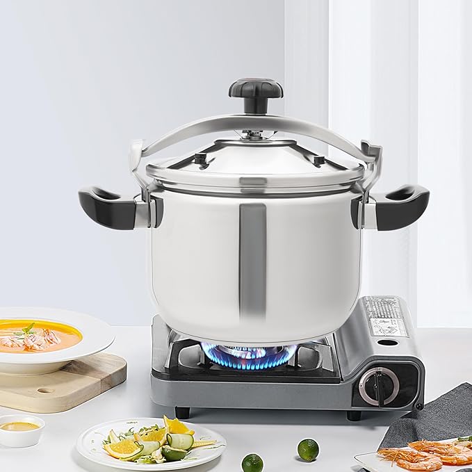 Bokknppo Aluminum Pressure Cooker 70Kpa Pressure Canner Stovetop Pressure Pots Explosion-proof Compound Bottom Cookware with Pressure Limiting Valve for Gas Stove Induction Cooker (22L)