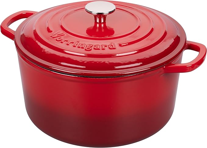 VORRINGARD Enameled Cast Iron Dutch Oven Pot with Lid, for Sourdough Bread Baking, Round Dutch Ovens, 4.5 Quart, Red