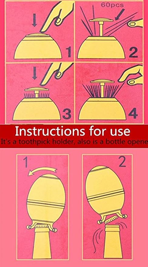 LAUYOO Portable Retractable Toothpick Holder with Bottle Opener Automatic Retro Pop Up Toothpick Dispenser Toothpicks Case Storage Organizer Container Decoration for Kitchen(Peacock-Transparent Blue)