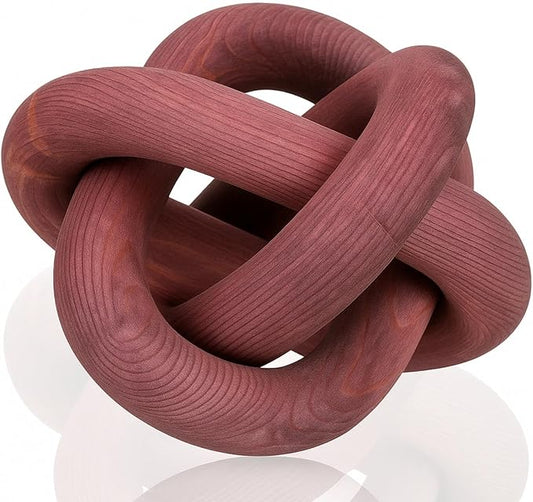3 Link Wood Knot Decor Rustic Home Décor Accents Hand Carved Coffee Table Decoration, Boho Chain Link Decoration, Modern Shelf, Rustic Objects for Home Living Room Bedroom(Reddish-Brown)