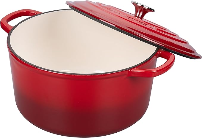 VORRINGARD Enameled Cast Iron Dutch Oven Pot with Lid, for Sourdough Bread Baking, Round Dutch Ovens, 6 Quart, Red
