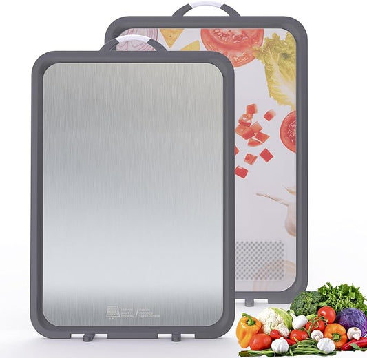 Titanium Cutting Board - New Titanium Cutting Boards for Kitchen Double Sided Non Toxic Titanware Cutting Board, Ideal Charcuterie & Chopping for Meat, Cut Easy Clean Chopping Board (14"L x 10"W)