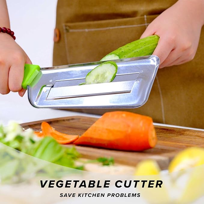 LZMS 3Pcs Stainless Steel Dual Blade Julienne Cutter with Ergonomic Handle,Multifunctional Rust-resistant Kitchen Tool,Shredder Knife for Cabbage&Carrot&Potato&Fish (Beige, yellow and green)