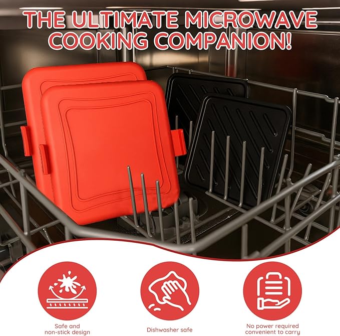 Microwave Toastie Sandwich Maker, Sandwich Toast Maker Press,Toast Panini Press,Dishwasher Safe,No Power Required,Travel-Friendly Sandwich Maker (Red)