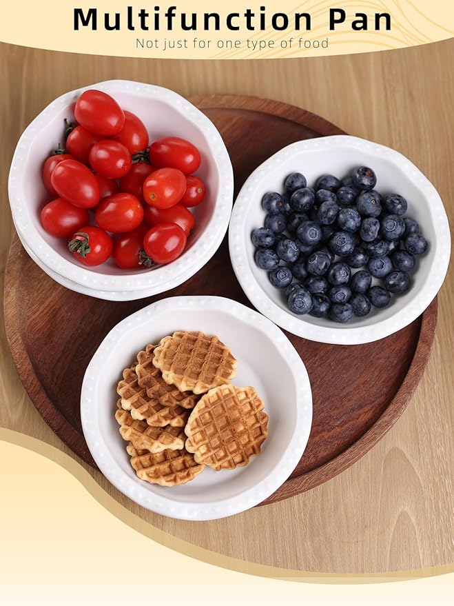 GDCZ Mini Pie Pan Set of 4, Ceramic Individual Stackable Pie Tins，Non-Stick Baking Bread Pan, Microwave and Dishwasher Safe, 5.8 Inch 8OZ, White